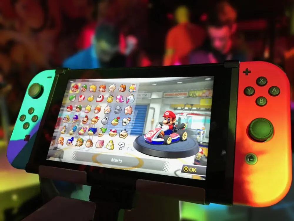 Turned on red and green nintendo switch